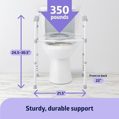 Medline 3-in-1 Steel Bedside Commode 350 lb Gray Elongated Seat New