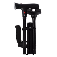 1* Lightweight Foldable Walking Cane W/360° Non-Slip Base&Emergency Alarm