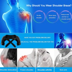 Double Shoulder Support Brace Torn Rotator Cuff Compression Sleeve Pain Relief