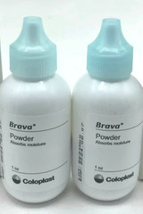 2 Coloplast 19075 Brava Ostomy Absorbing Powder 1oz Bottles Exp. 10/24-25 No Box