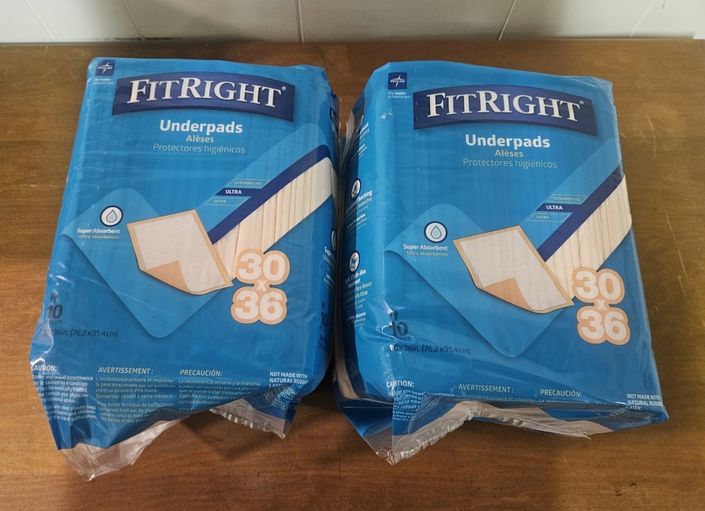FitRight Underpads, 30″ x 36″, Peach, Bag of 10