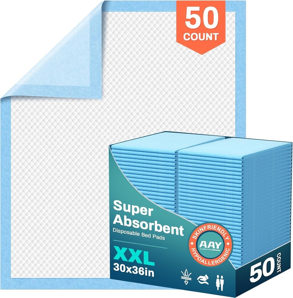 50 or 100 Pack Super Absorbent Disposable Underpads XXL 30″ x 36″ Leakproof Bed