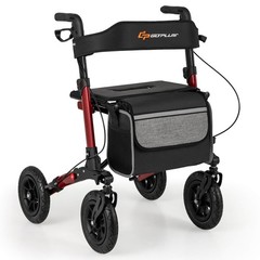 Walker for Seniors Folding Rollator Walker w/9″ Pneumatic Tires for All Terrain