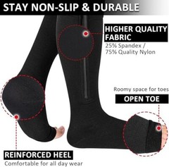 1/2/3Pairs Zipper Open Toe Compression Socks 20-30mmHg Calf Leg Support Stocking