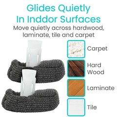 Heavy Duty Walker Ski Glide Covers 4 PCS – Padded Replacement Caps for Seniors,