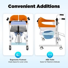 Adjustable Hydraulic Patient Lift Wheelchair Transfer Nursing Chair 180°Backrest