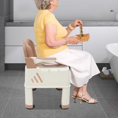 Modern Coffee Color Shower Chair, Bath Safety Seat, Portable Toilet Chair New