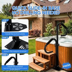 Two Way Hot Tub Handrail 38-62″ Adjustable Height W/ 360° Rotating Dual Handle