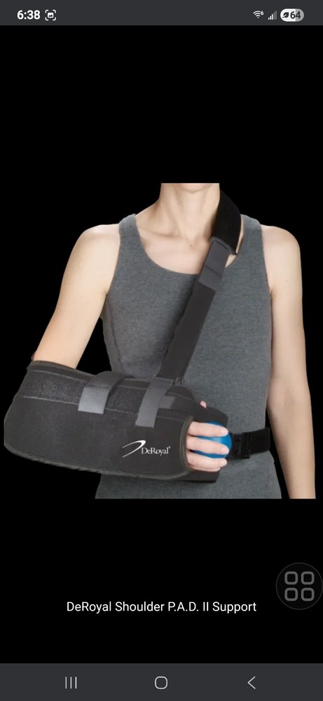 DeRoyal Shoulder P.A.D. II Abduction Immobilizer Sling Large Black