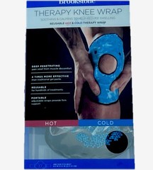BROOKSTONE Therapy Reusable Hot & Cold Knee Wrap BY2210-BLK. OSFM Adjustable New