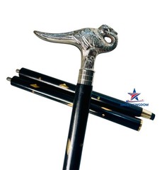 Antique vintage brass walking Stick cane Swan Hercules head wooden stick Gift