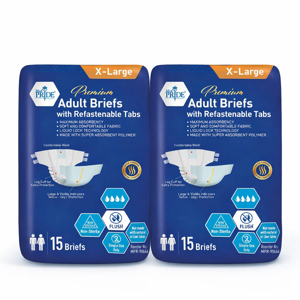 MED PRIDE Adult Briefs XL | Maximum Absorbency Refastenable Tab Diapers 30–60ct