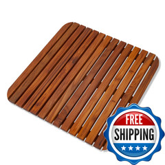 Nordic Style Teak Shower Bath And Spa Mat Indoor Outdoor Use Non-Slip Wood