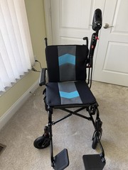 Electric Power Wheelchair w/ Joystick, Footrests, Black/Gray