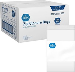 MED PRIDE Clear Zip Closure Bags 1000 Ct Bulk | Reusable Storage Bags with Label