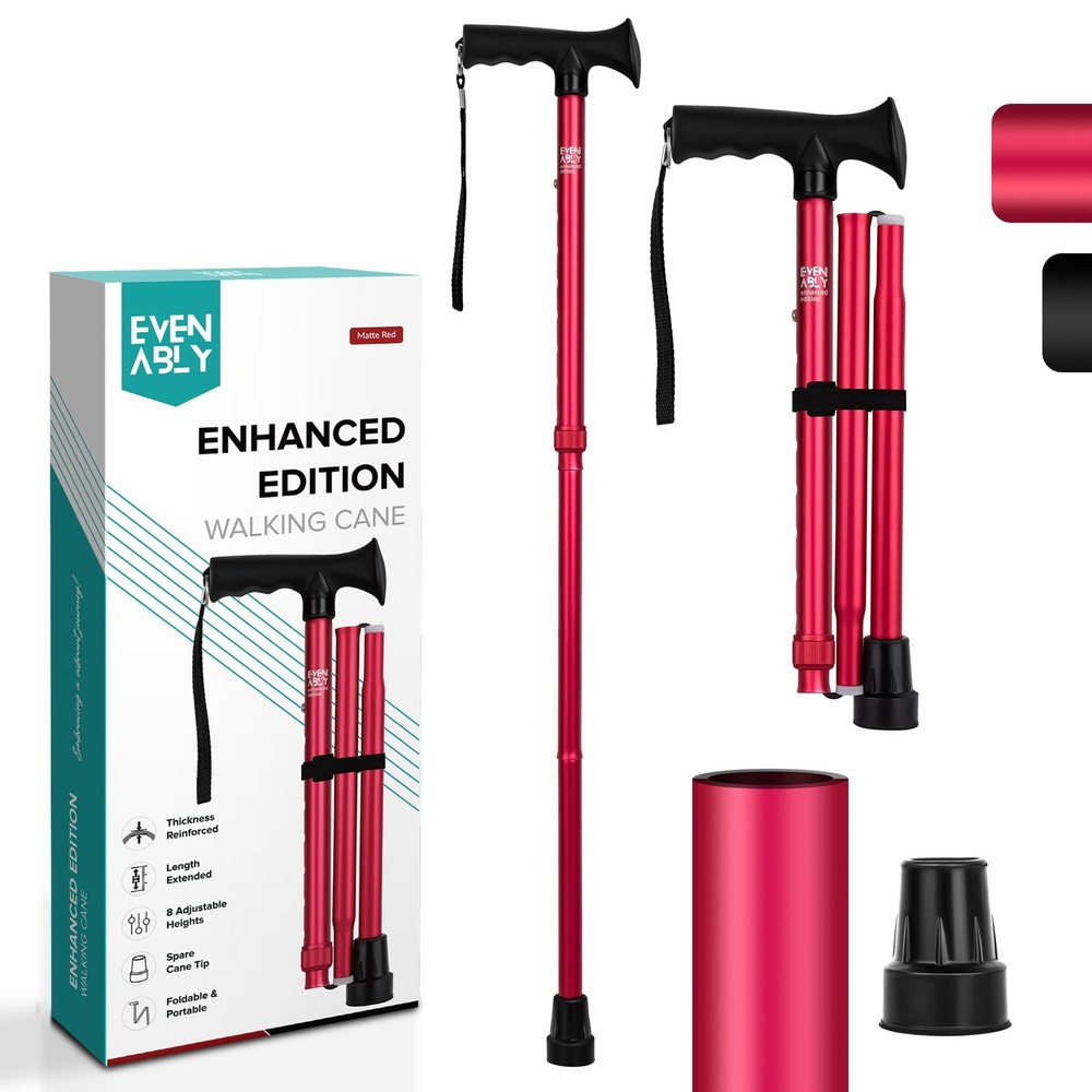 Enhanced Walking Cane (Thicker & Longer) – Foldable, Adjustable, Collapsible,…