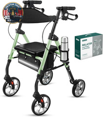 Rollator Walkers for Seniors with Seat, 15 Lbs Ultra Lightweight Foldable Rollin