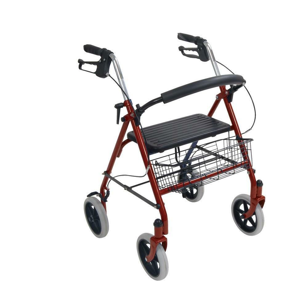 Duet Rollator/Transport Chair Burgundy, 300 lb, 1 Count
