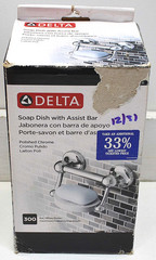 New Delta Soap Dish with Assist Bar Polished Chrome Supports up to 300 lbs.