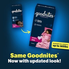 Goodnites Girls‘ Nighttime Bedwetting Underwear, Size XXL (120-165 lbs), 24 Coun
