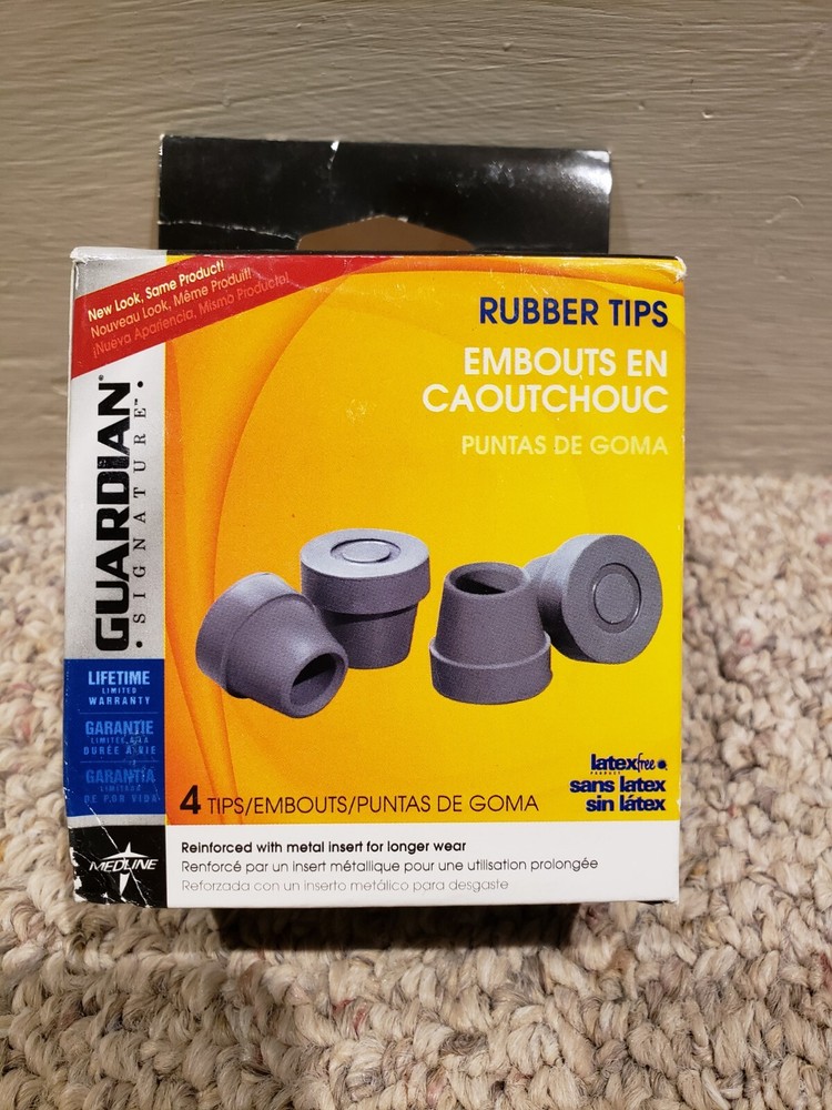 Guardian Rubber Tips 3/4″ (1.9 cm) Metal Reinforced 4 Count, Gray