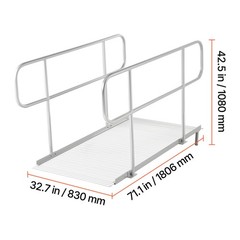 1000LBS HeavyDuty Aluminum Wheelchair Ramp 71.1×32.7in Handrails Adjustable Legs