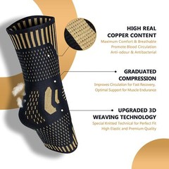 Copper Ankle Brace Compression Sleeve Support Socks Foot Fasciitis Pain Relief