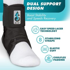 ASO Speed Lacer (XX-Small, Black) – Ankle Brace for Sprained Ankle and Perone…
