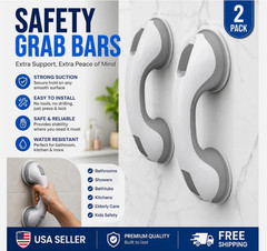 2 Pack Shower Grab Bar 12″ Shower Suction Bar Handle Bathroom Safety Grip Handle