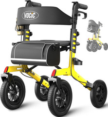 Walker with Seat for Seniors, Z57 Outdoor Rollator Walker with 12 Yellow