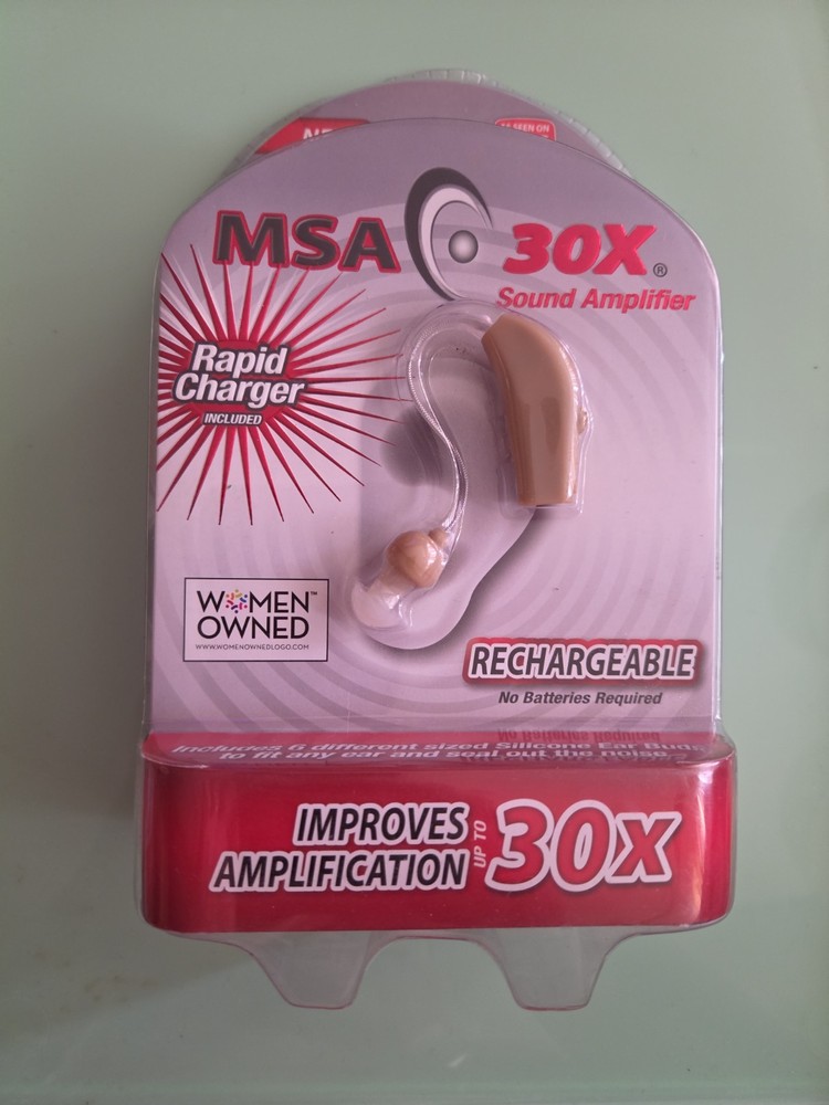 MSA 30X Sound Amplifier Rechargeable Silicone Ear Buds As Seen on TV NEW SEALED