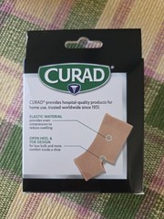 Curad Ankle Support Elastic Pull Over Open Heel + Toe One Size Med To Large New