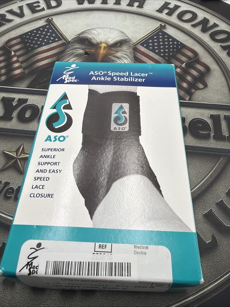 Med Spec ASO with Stays Ankle Stabilizer Brace Black „X-Large“ New in Box
