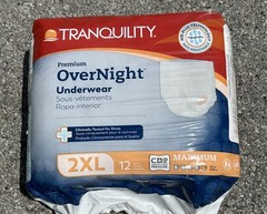 Tranquility Premium OverNight Underwear 2XL /62-80in Pack of 12 **4 Packs**