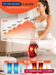 Red Light Therapy Knee Brace with Heat & Vibration Massage, 6 Red Light Modes wi