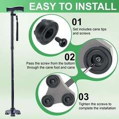 Feekoon 6 Pack Walking Cane Tips Compatible with Hurrycane Replacement Feet,…