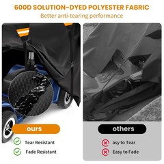 Heavy Duty Mobility Scooter Cover, Waterproof 600D Oxford Fabric, UV Protection,