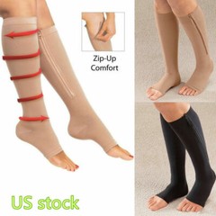 Knee High Compression Socks with Zipper – Foot & Calf Support for Pain Relief