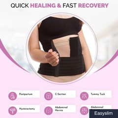 Abdominal Support Binder 9 Inch, Women’s, Compression, XXL, Black