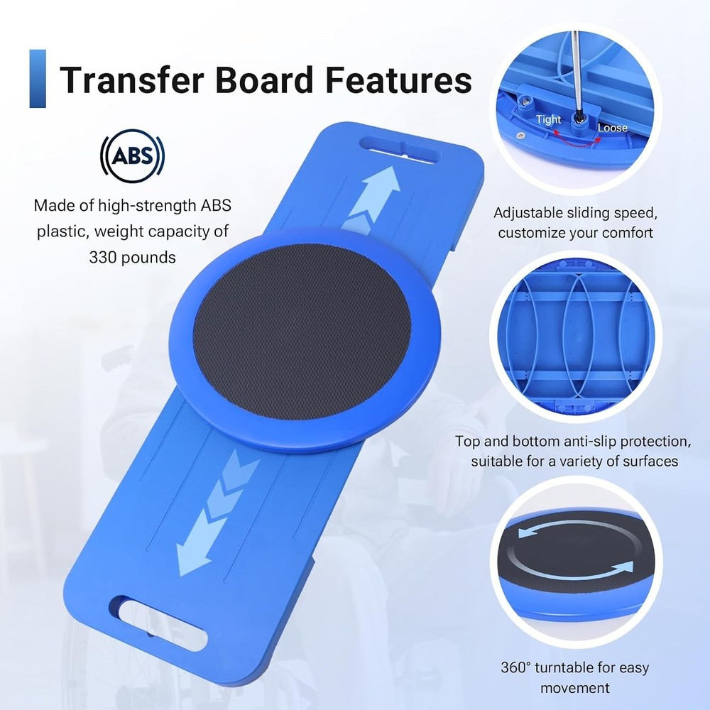 29.5″ Slide Transfer Board with Turntable, Slide Assist Device