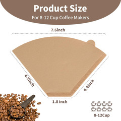 Disposable #4 Cone Coffee Filters, 100Pcs Unbleached Wood Pulp Paper, Compatible