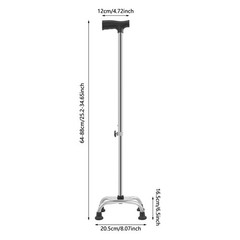 Stainless Steel Stretchable Walking Cane For Elderly Mobility Aid 9-Gear Height