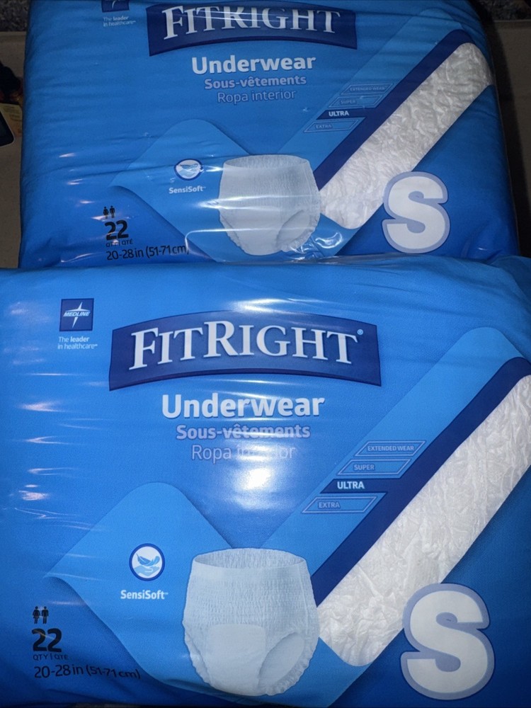 4 PACKS SMALL Medline FitRight Super Adult Incontinence Underwear, 88 count