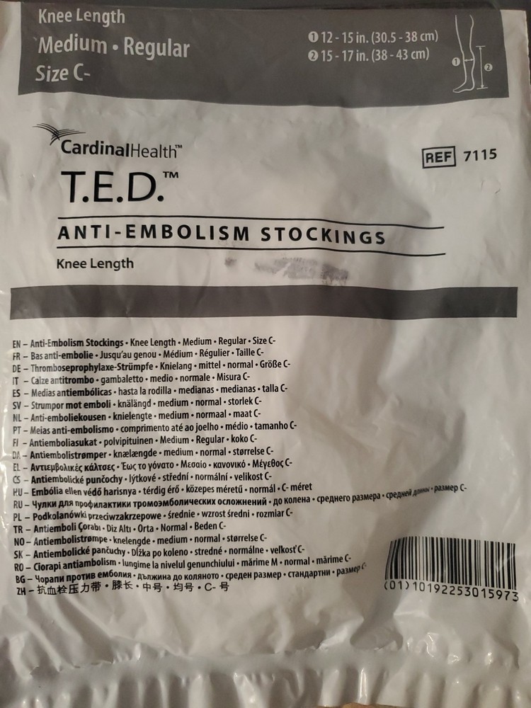 🤍 T.E.D Knee-Length Anti-Embolism Stockings Medium Regukar White Size C