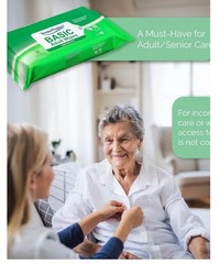 x2 Basic Adult Wipes, Large 8” x 10”, Super Soft Wash Cloths for Skin Cleansing