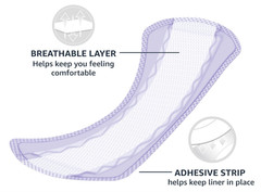Amazon Basics Daily Pantiliner, Extra Long Length, Thin Feminine Pads for Women,