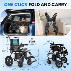 Kerdom Portable Folding Electric Wheelchair Blue