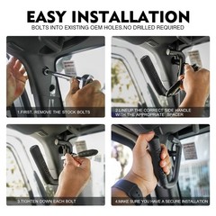 4-Piece Front & Rear Aluminum Grab Handles Kit, Heavy-Duty Roll Black
