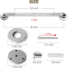 2 Pack 16″ Knurled Anti-Slip Grab Bars for Shower Bathroom Elderly Handicap