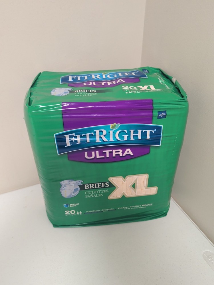 FitRight Heavy Absorbency Adult Diapers, L/XL/2XL, 20 Count, Leak Protection